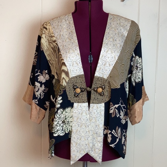 Vintage Tops - Vintage 80s 90s Short Kimono Cover Up Cardigan